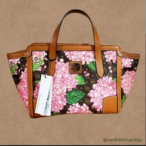 Dooney & Bourke - *Rare* NWT Pink Geranium in Tan/Brown Design